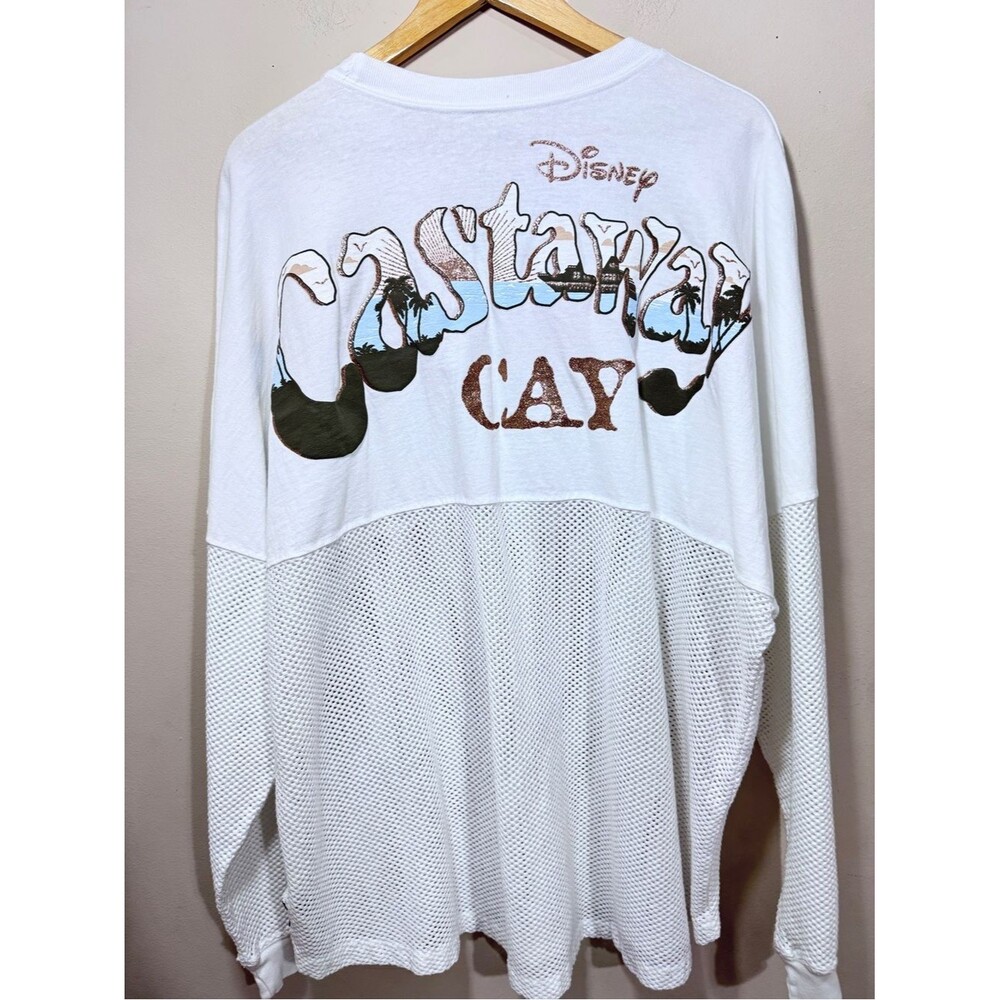 NWT Disney Castaway Cay Spirit Jersey Shirt White Long-Sleeve Mesh Panel size 2X
